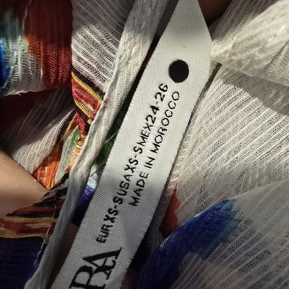 Zara Long Beaded Print Kimono Kaftan Sheer Colorful Beach Coverup Xs - Picture 9 of 9